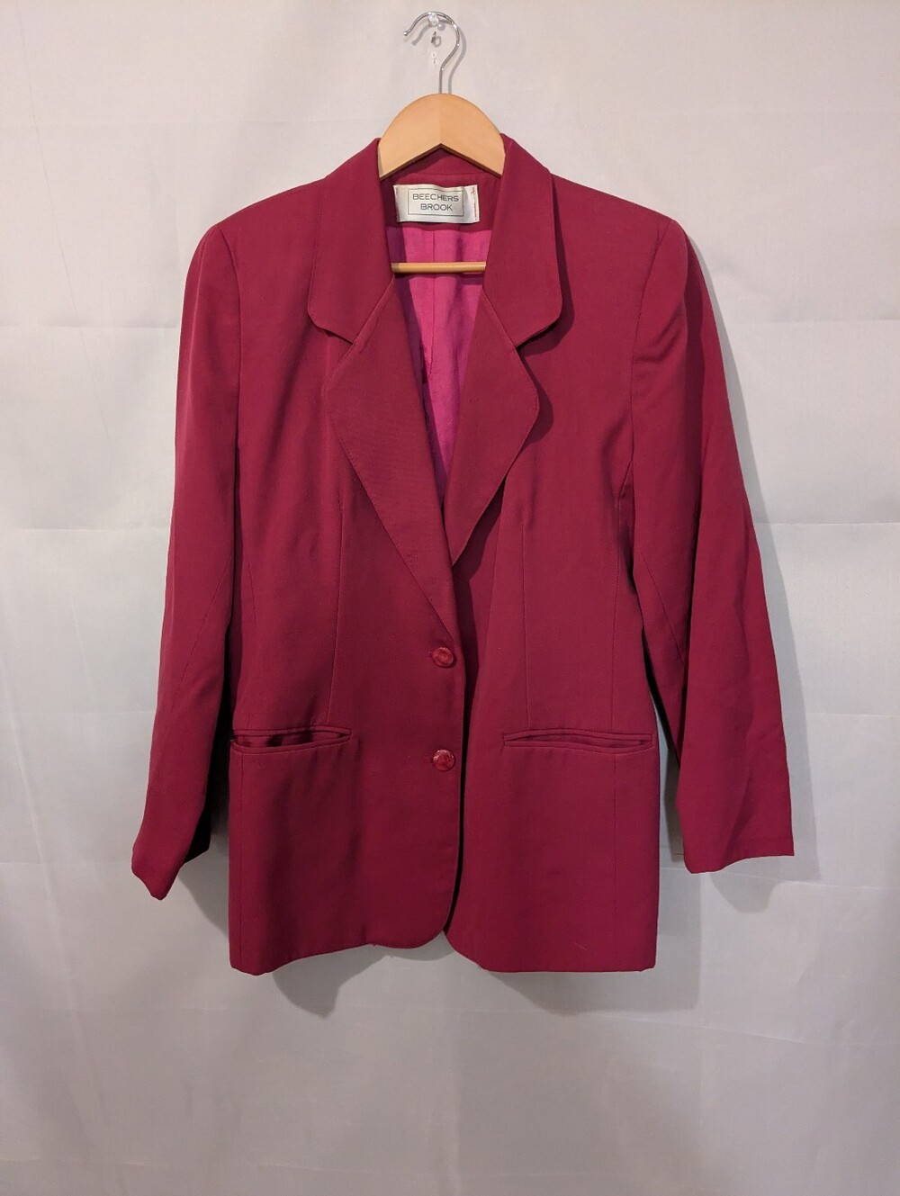 Vintage 90s Beechers Brook Virgin Wool Blazer Jacket Fuchsia Pink M